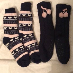 Fleece lined skid free long socks